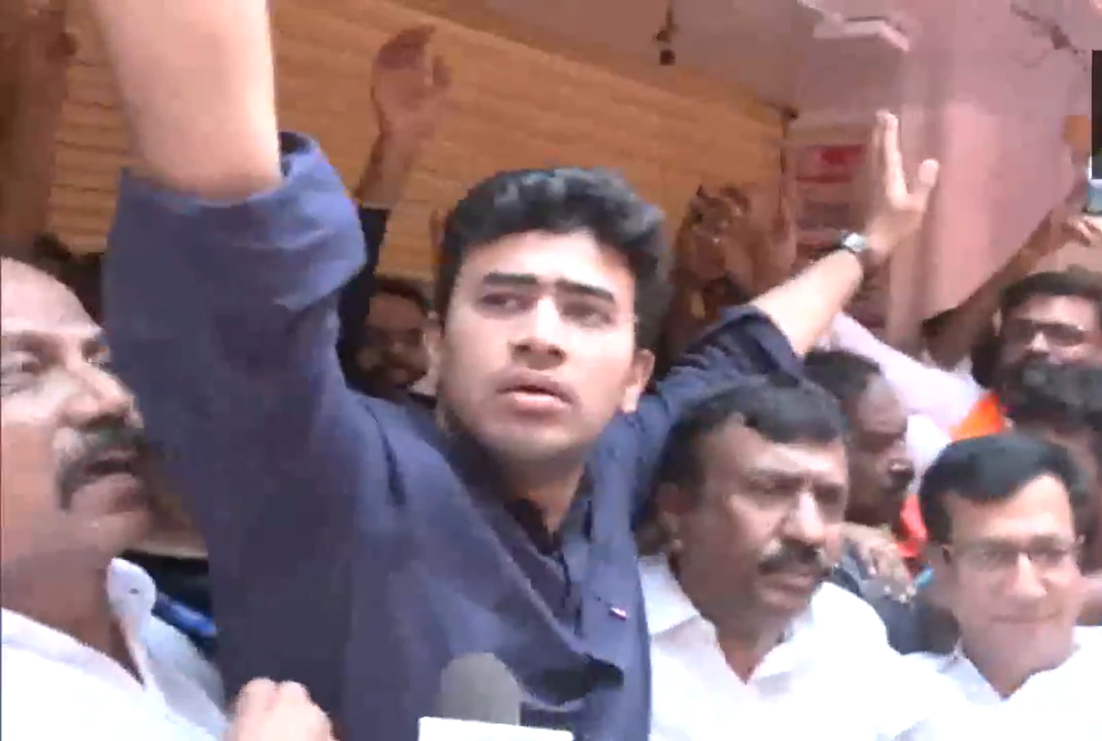 BJP MP Tejasvi Surya Joins Protest in Bengaluru Over Altercation During ‘Azaan’